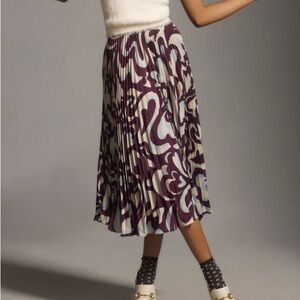Anthropologie Valerie Pleated Midi Skirt